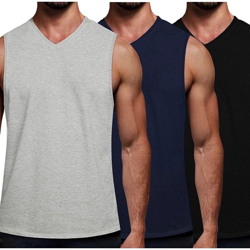 COOFANDY Men's 3 Pack Workout V Neck Tank Tops XL